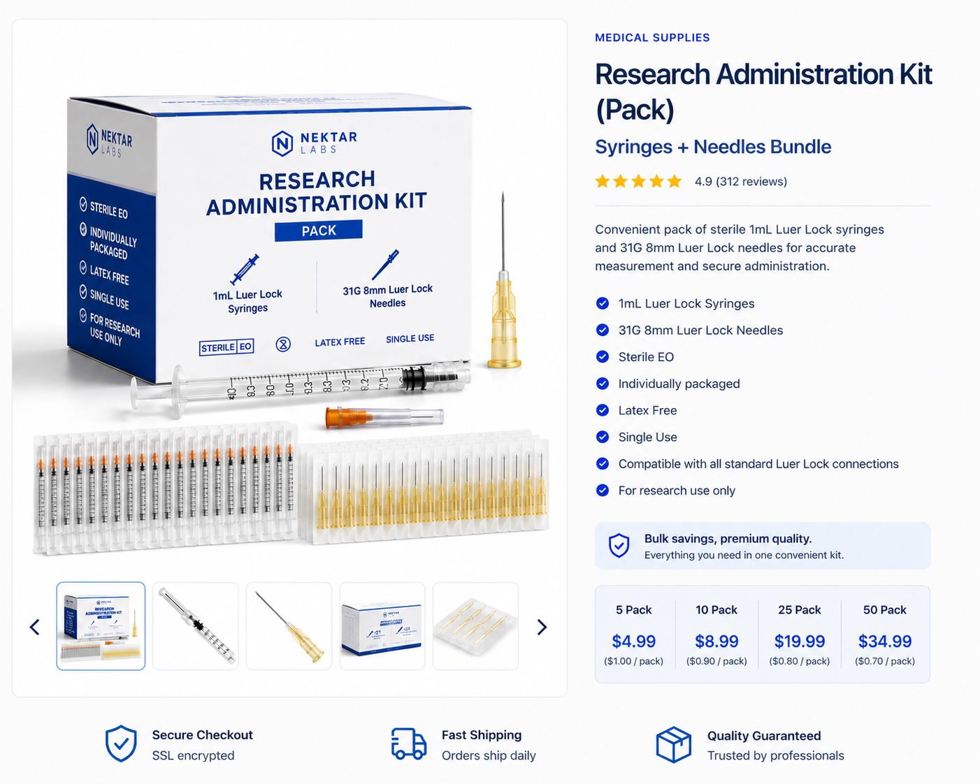 5 Syringes + 5 Needles Bundle